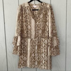 Parker Tiered Sleeve Snake Skin Mini Dress